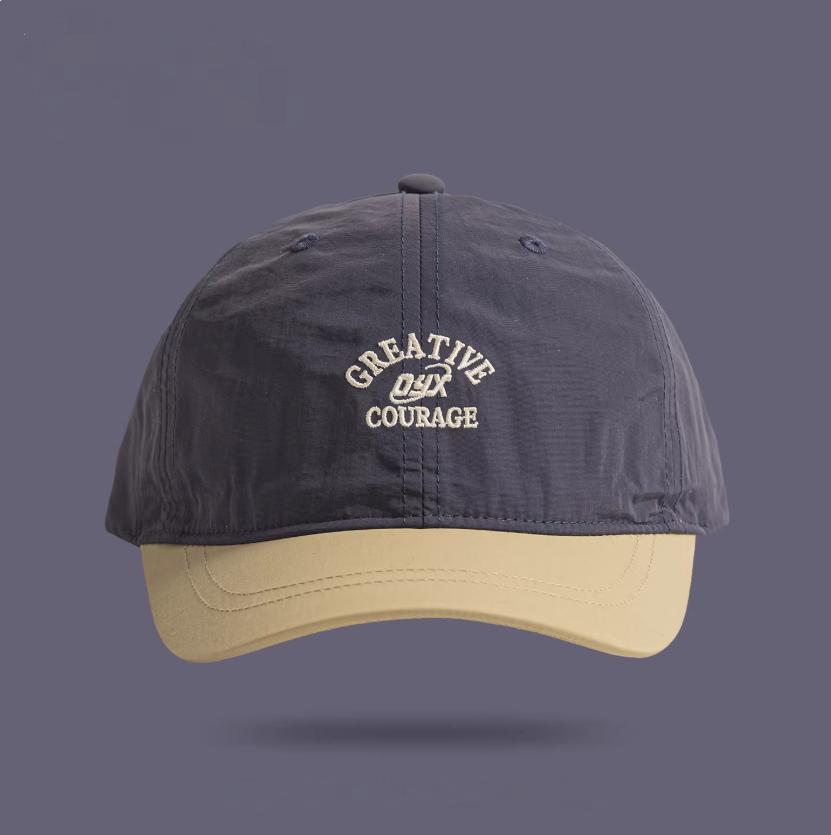 Short Brim Running Baseball Cap Unisex Quick-Dry Mesh Letter Decor Retro Fashion Color Block Outdoor Hat