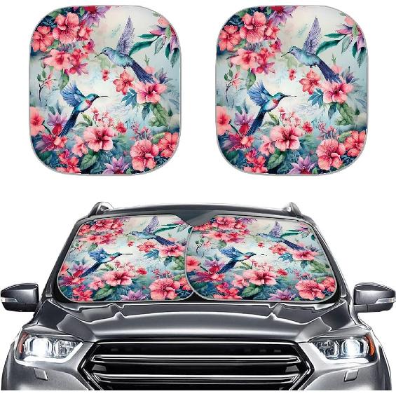 Mushroom Car Windshield Sunshade Daisy Flower Dragonfly Butterfly Mushroom Auto Front Sun Shades Foldable Sunlight Protection Visor Universal Vehicle