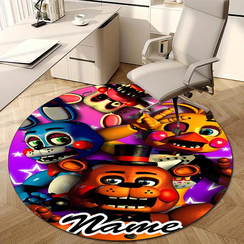 Personalized F-Freddy bear Round Chair Office Rug - Perfect for Mat, Office Chair & More - Ideal Gift for Birthdays and Holidays