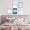 6Pcs Pink Blue Christian Wall Art Bow Bible Verse Floral Canvas Wall Decor Religious Pictures Jesus Scripture Poster Prints Trendy Preppy Painting