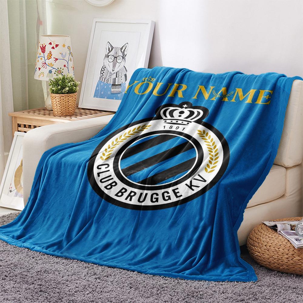 1 Stück Club Brügge Kv Wappen Benutzerdefinierter Name Gemustert Flanelldecke Geeignet für Alle Jahreszeiten Für Heimdekoration Wärme Und Komfort Geschenke Feiertagsgeschenk