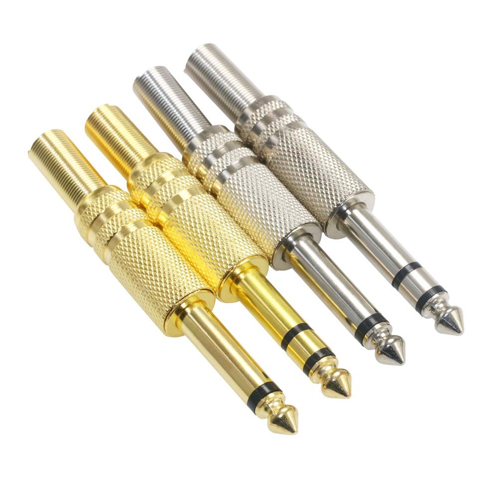 2PCS 6.35mm 2Pole Mono Amplifier Plug 6.35 Stereo Metal Microphone Jack Plug-in Audio Connector for KTV