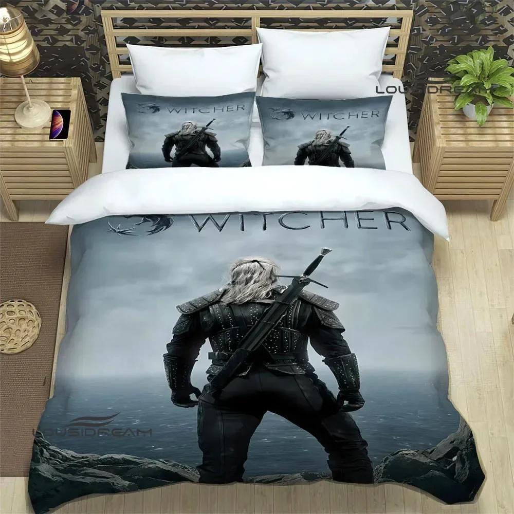 

Постельное белье с принтом из игры W-Witcher Изысканный набор принадлежностей Пододеяльник Комплект одеял для кровати Комплект постельного белья Роскошный подарок на день рождения EU Single(135*200cm)3pcs