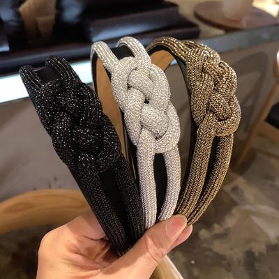 Vrouwen Glanzende Vlecht Hoofdbanden Volwassen Bezel Haaraccessoires voor Meisjes Handgemaakte Haarband Mode Volwassen Haar Hoepel