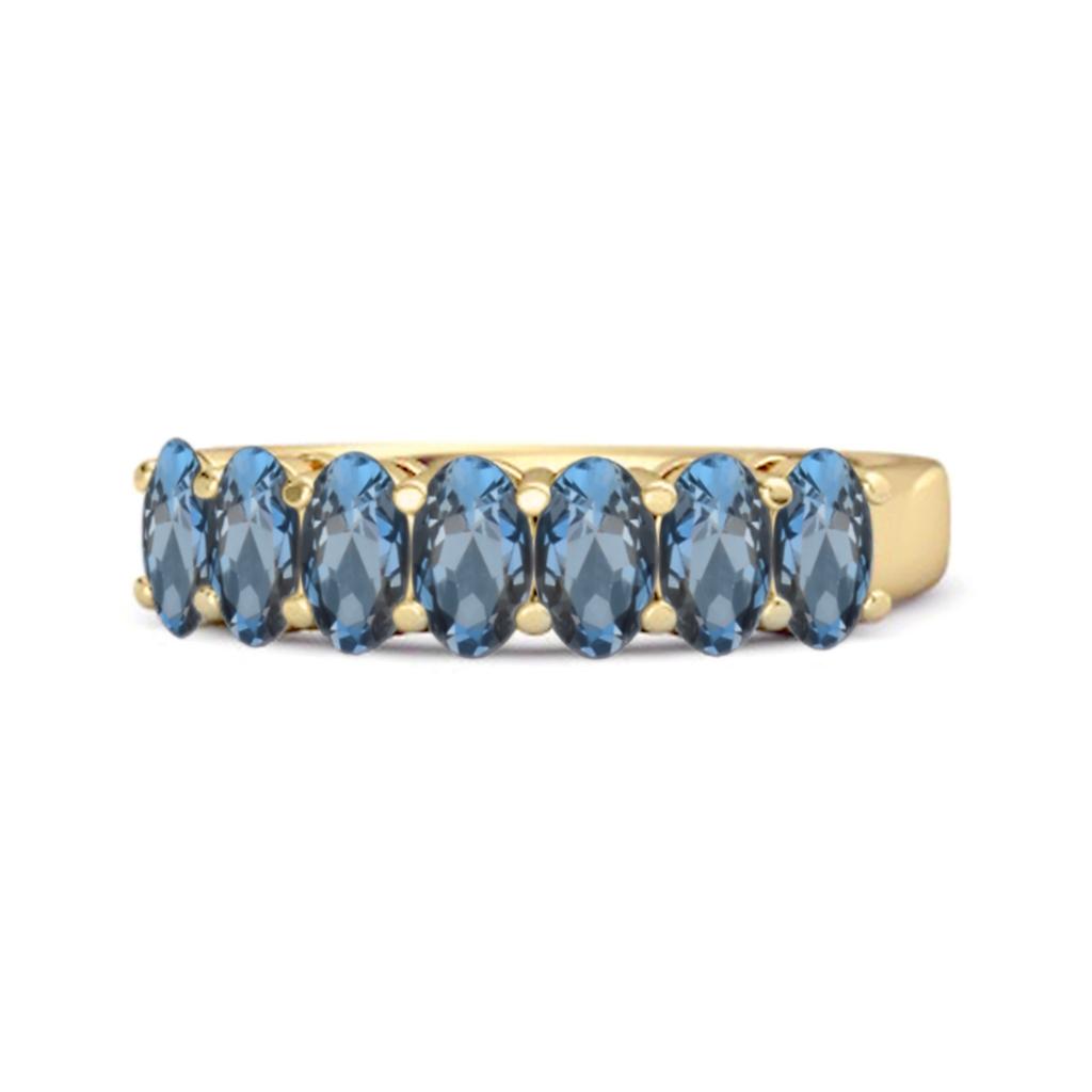 London Blue Topaz Oval Half Eternity Band Ring - 925 Sterling Silver Gold Vermeil