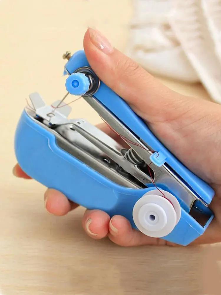Household Handheld Mini Sewing Machine, DIY Sewing Tools for Clothing Fabrics and Leather, Portable Outdoor Travel Sewing Tools