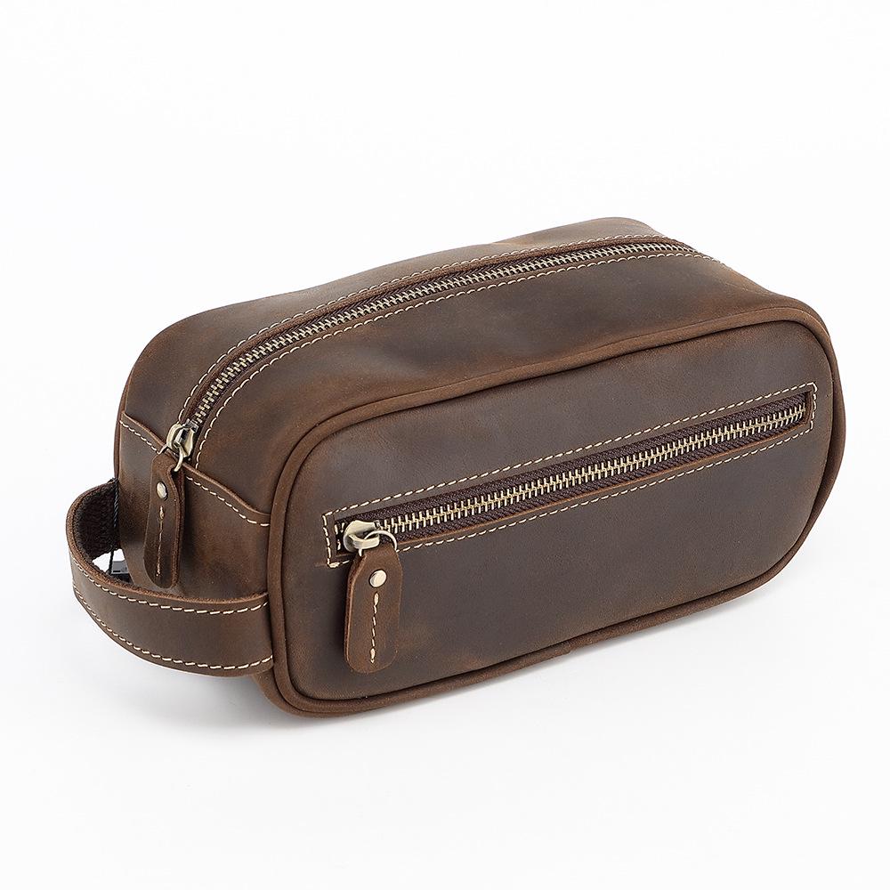 Men's Genuine Leather Clutch & Wash Bag - High-End Retro Design