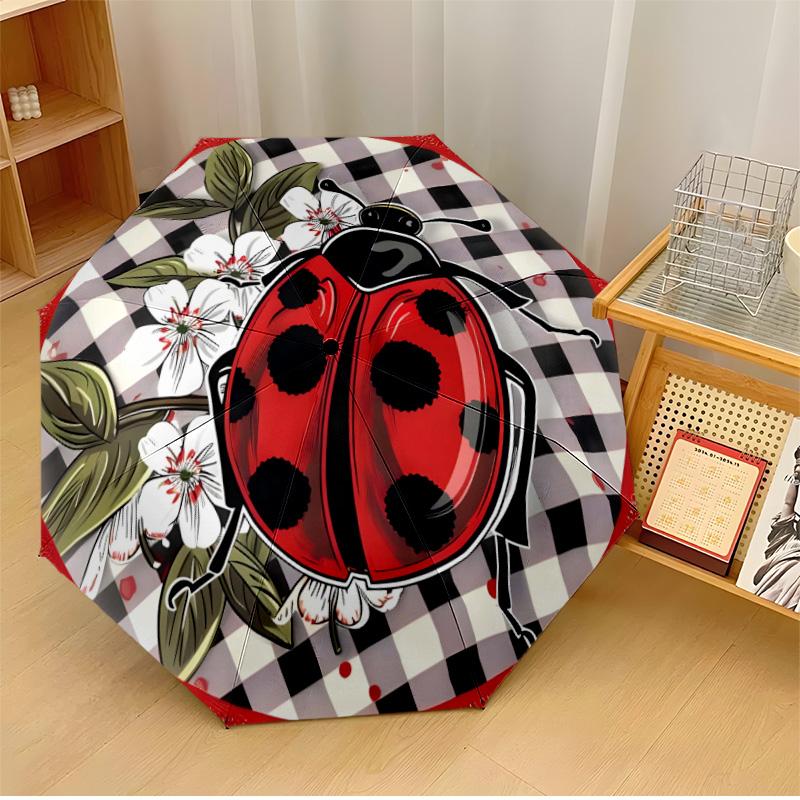 

Ladybug Red Printed umbrella windproof folding umbrella portable sun and rain umbrella suitable for gifting