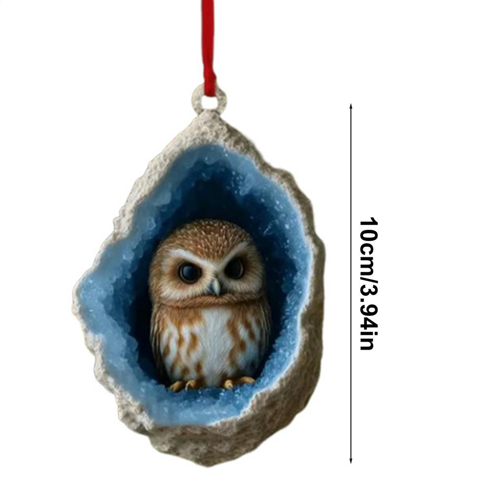 Christmas Raccoon Acrylic Pendant Owl Squirrel Bunny Bird Acrylic 2D Flat Pendant Animal Christmas Ornament Home Decor