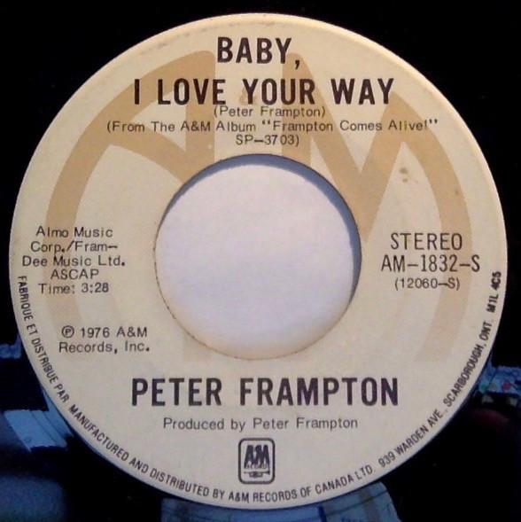 

7inch Record PETER FRAMPTON Baby I Love Your Way AM1832S AM 1976 Canada Rock Used