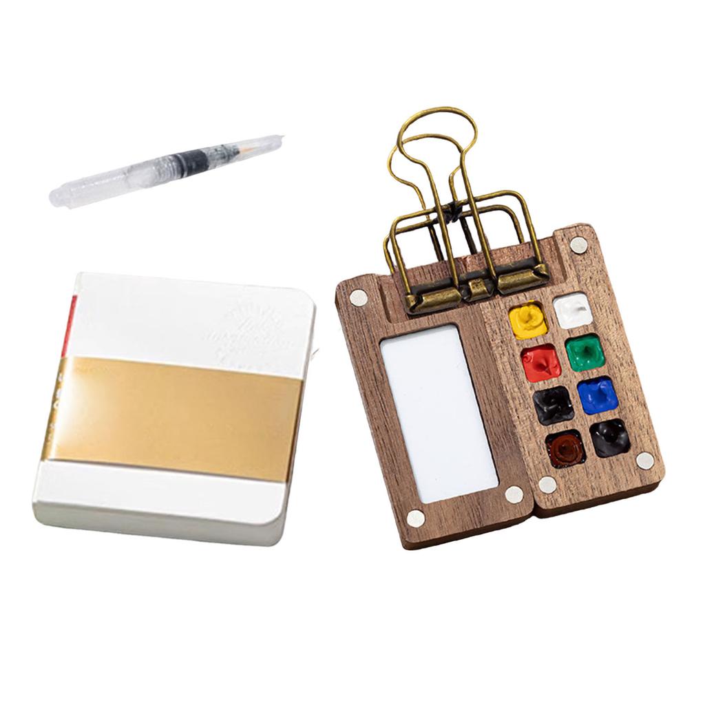 Watercolor Palette Set Mini Pocket Artist Watercolor Paint Palette Travel Sets with Brush and Sketchbook for Painters Artists