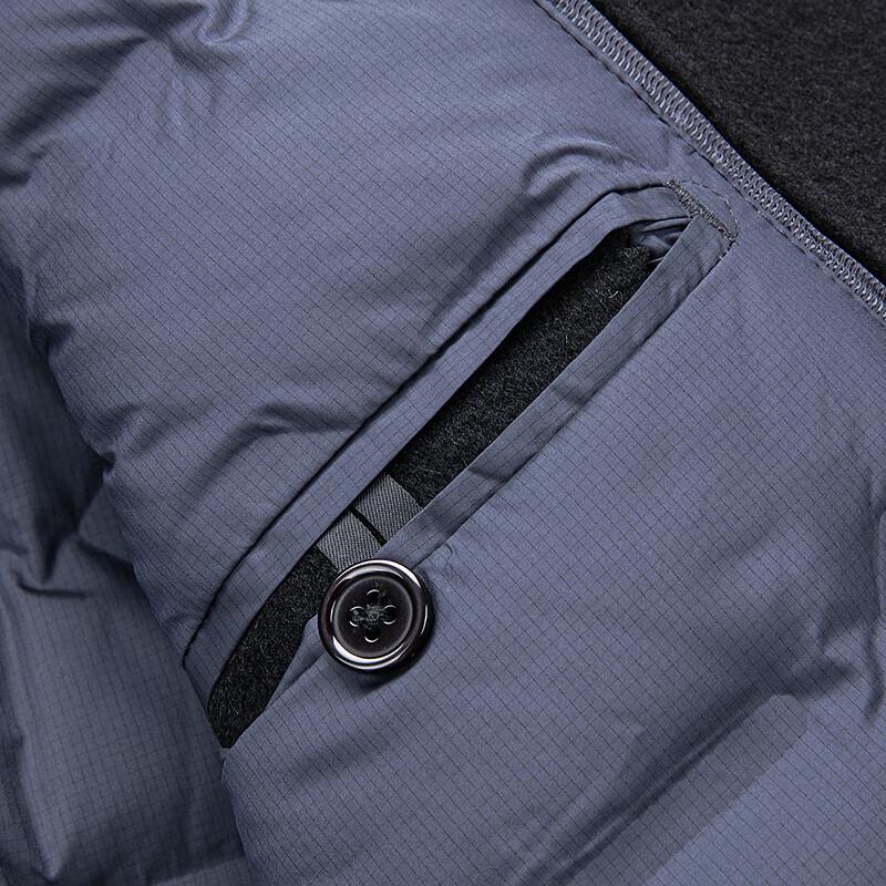 Fapai Men's Mid-Length Down Woolen Coat with 70% Merino Wool Collar & Detachable Liner