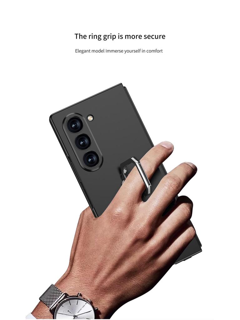 Samsung Z Fold7 Case: Square Ring Stand, Integrated Shell, Personalized Film, Anti-Drop Protective Cover for Men & Women