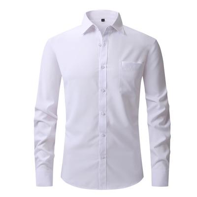 Men's Classic White Formal Shirt Point Collar Regular Fit Office Dress Shirt