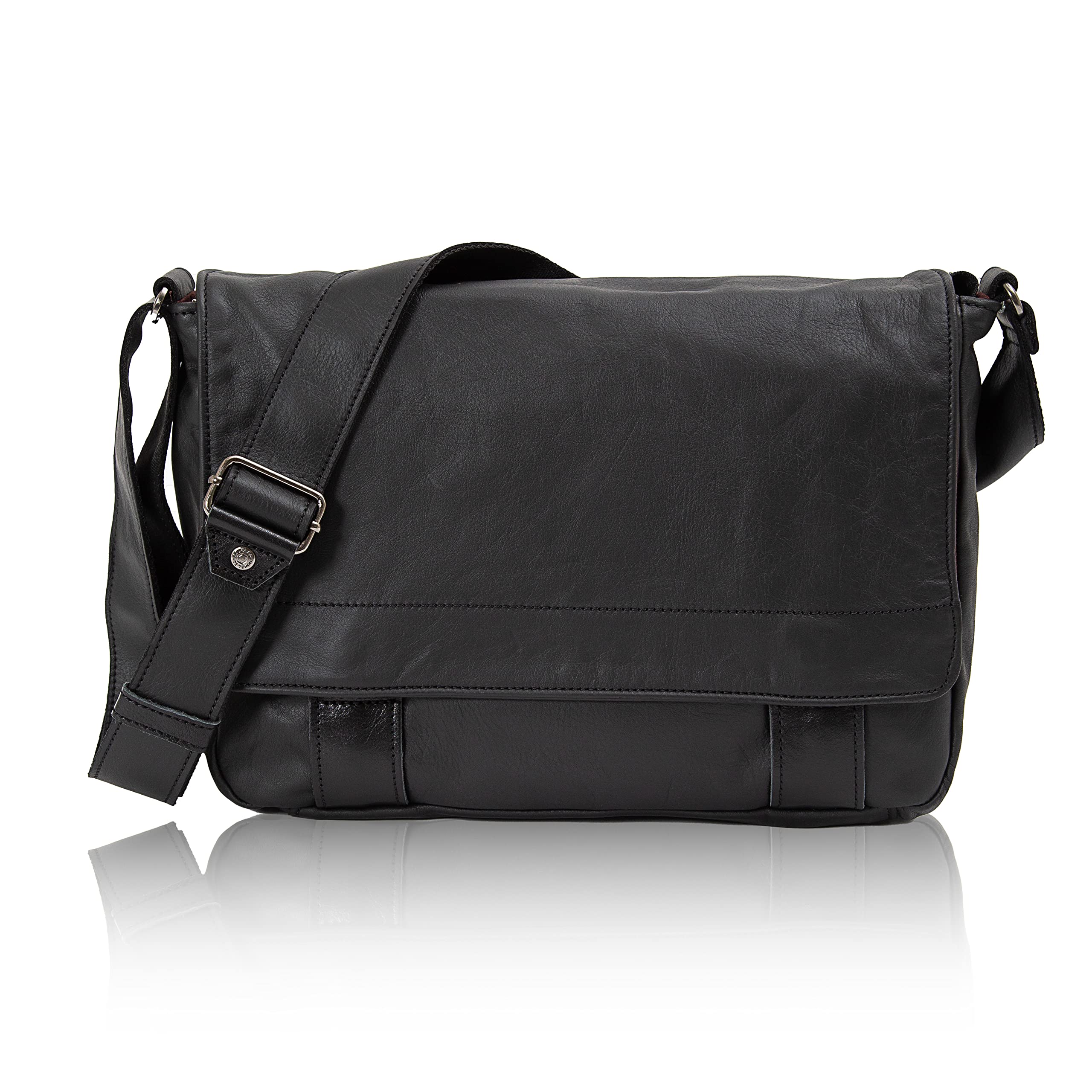 

Подвійна сумка кросбоді з натуральної шкіри через плече A4 чорна чоловіча, Розмір, VWE-1926, чорний