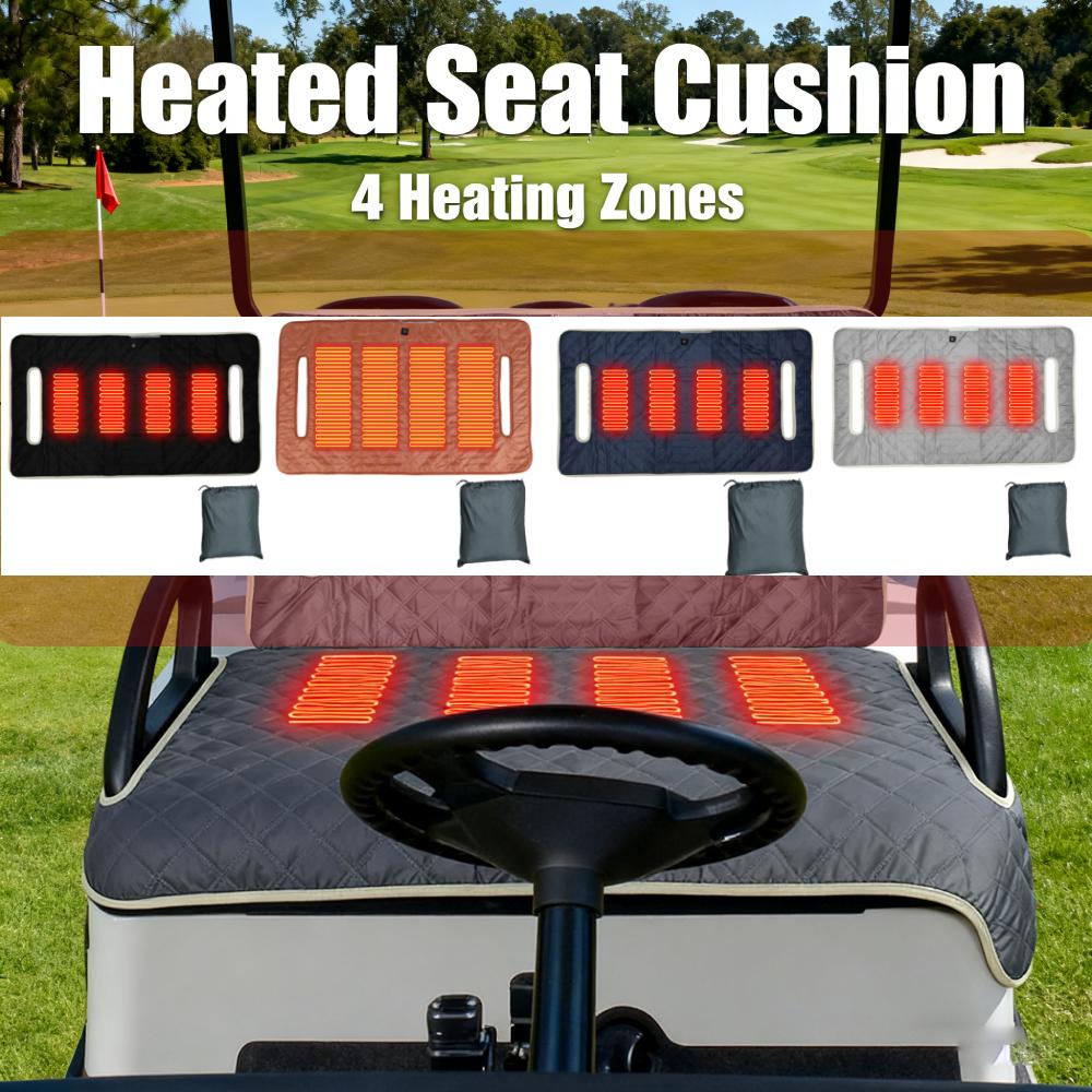 Graphene 4 Zones Heating Golf Cart Seat Towel Blanket Comfortable Heated Seat Cushion Travel Sports Cart Seat Cushion Cover