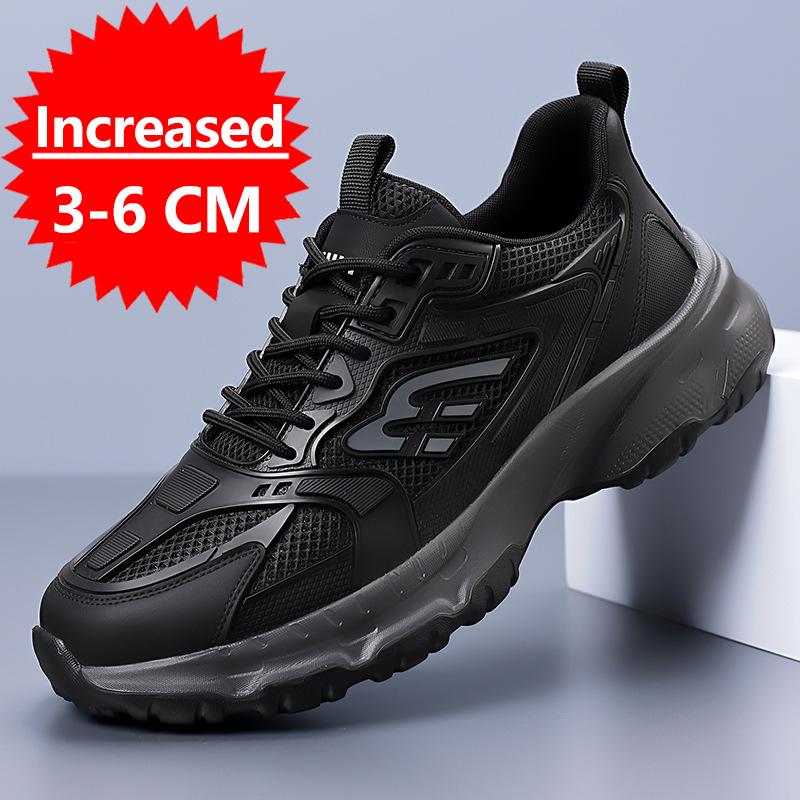 Fashion New Men's Height Increase Shoes Lightweight Anti Slip Running Shoes Invisible Height Increase Shoes 6CM Breathable Mesh Sneakers