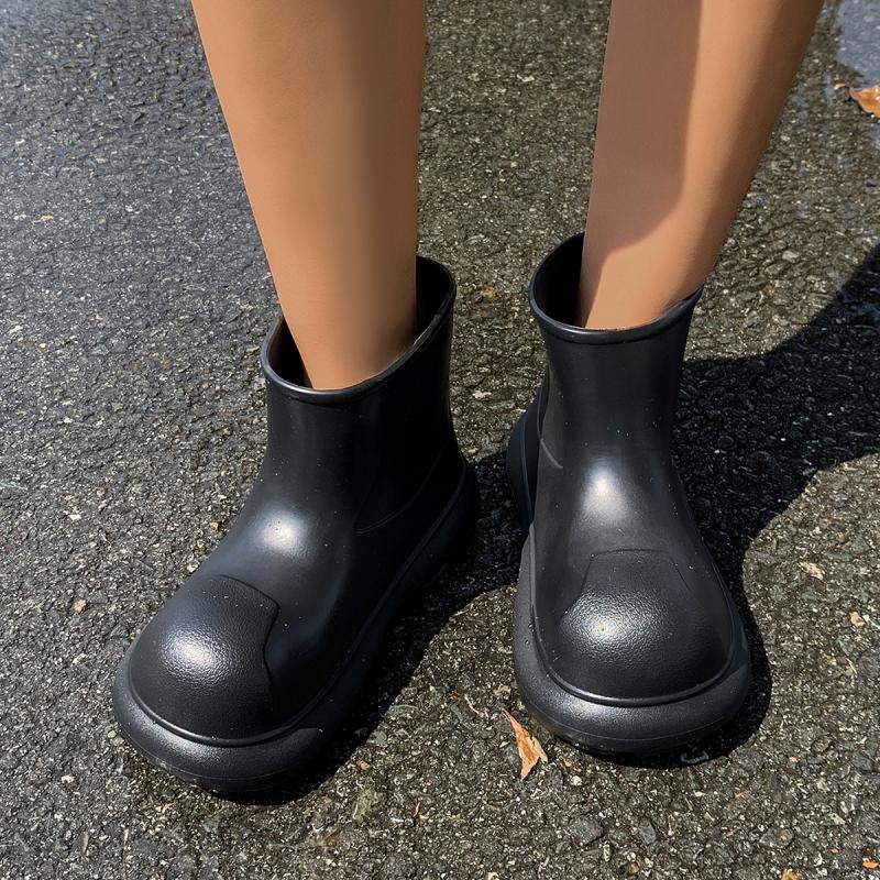 Waterproof Eva Thick Bottom Ankle Boots Women 2025 Winter Chunky Platform Non Slip Rain Boots Cute Round Toe Girl's Water Shoes