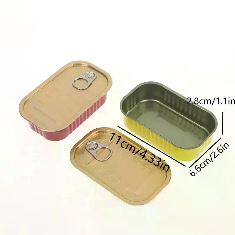 2Pcs Metal Rectangular Empty Mini Tin Box Sealed Food Can With Pull Ring Cover Multipurpose Small Organizer Storage Box