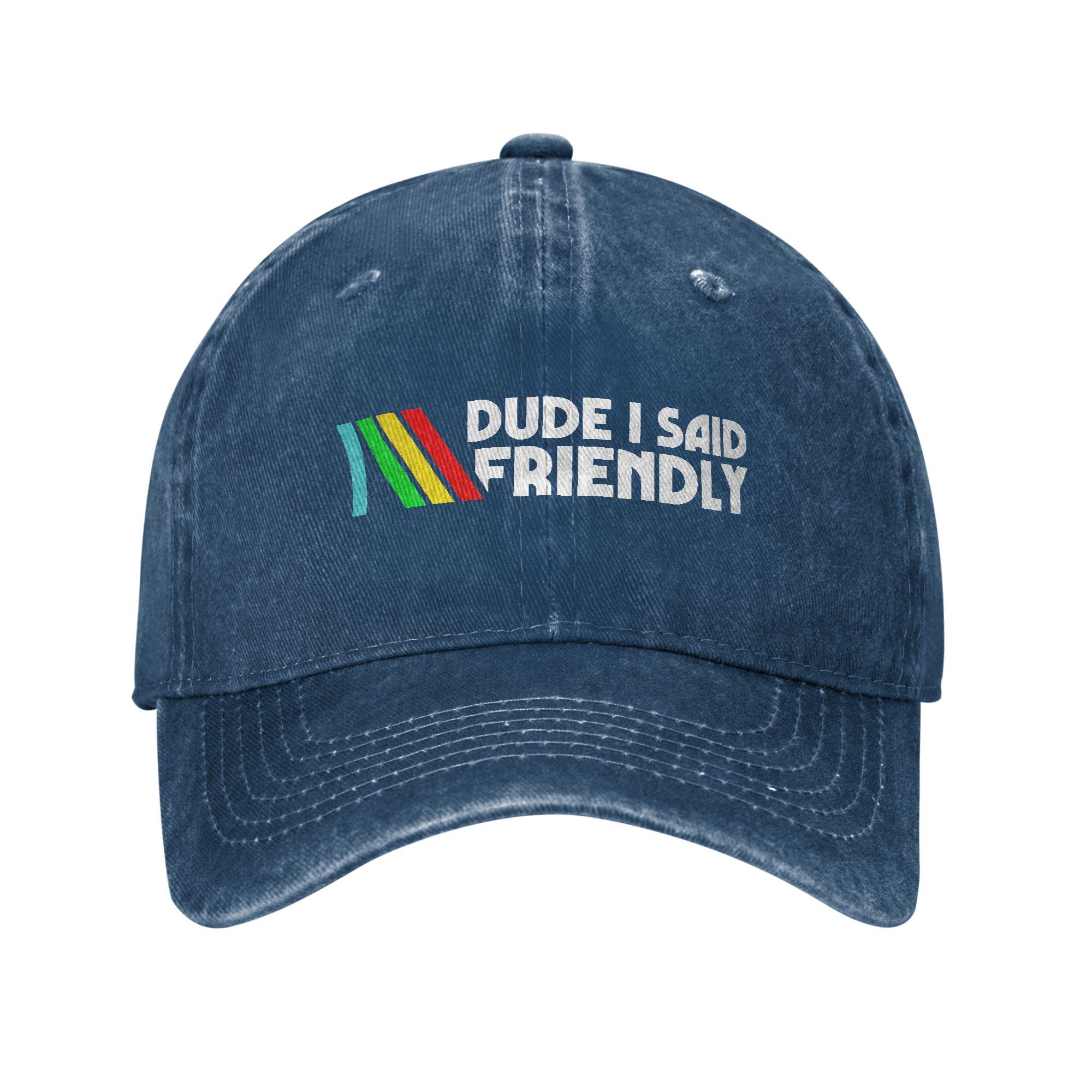 

Dude I Said Friendly Survival Raiders Rooster Baseball Cap Sun ARC Raiders Hiking Fishing Washed Trucker Hat Male Snapback Cap One Size темно-синього кольору