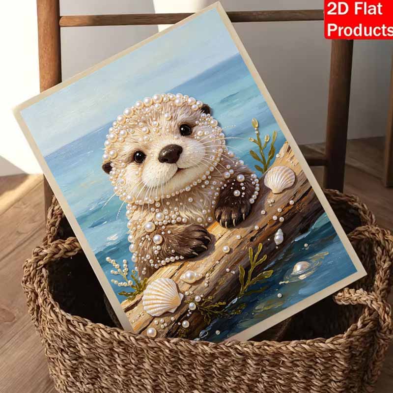 Pearl Painting Kit DIY Cute Otter and Seashell Ocean Theme Home Decoration Painting