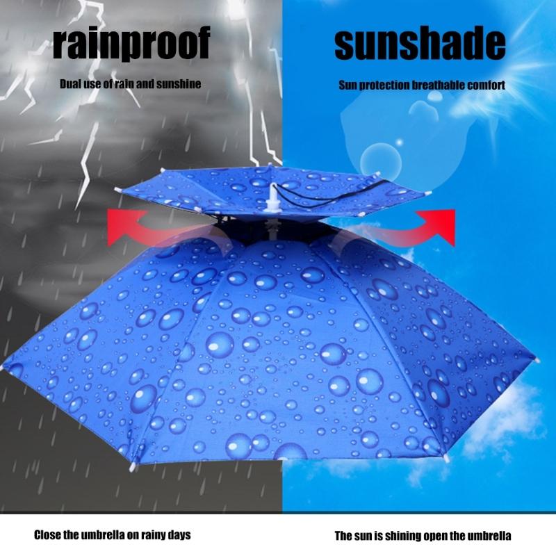 Umbrella Caps with Headband, Water Proof Foldable Umbrella Hat Head Umbrella Hat Fishing Umbrella Hat, Rain Umbrella Hat