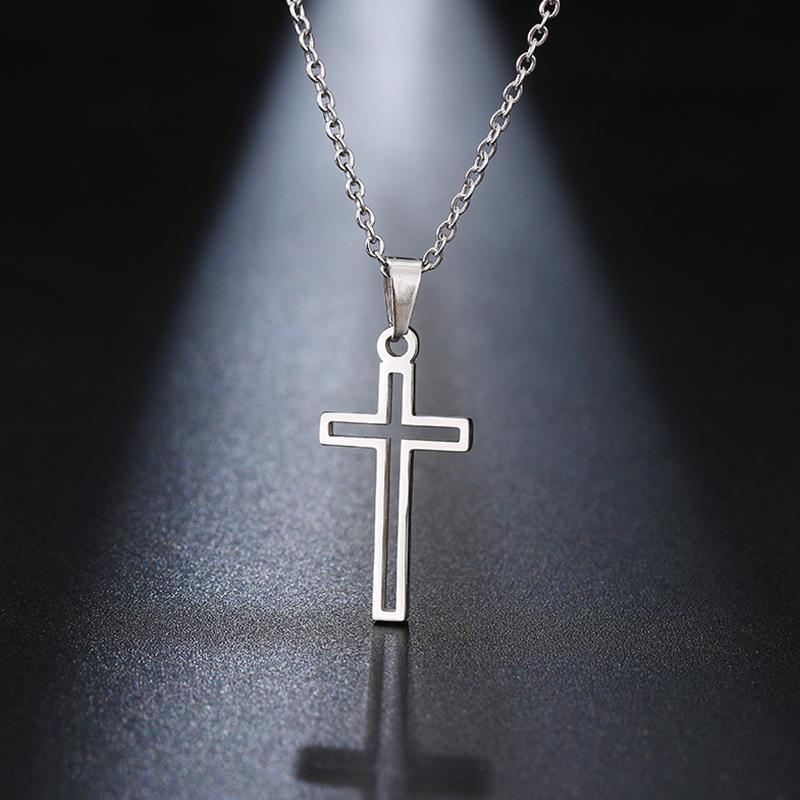 Fashion Cross Pendant Necklace For Women Men Stainless Steel Link Chain Charm Necklace Cool Boys Girls Punk Hip Hop Jewelry Gift