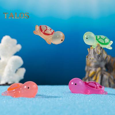 10Pcs Turtle Statue Fine Workmanship Decorative Resin Practical Luminous Turtle Statue Micro Landscape Home Decor