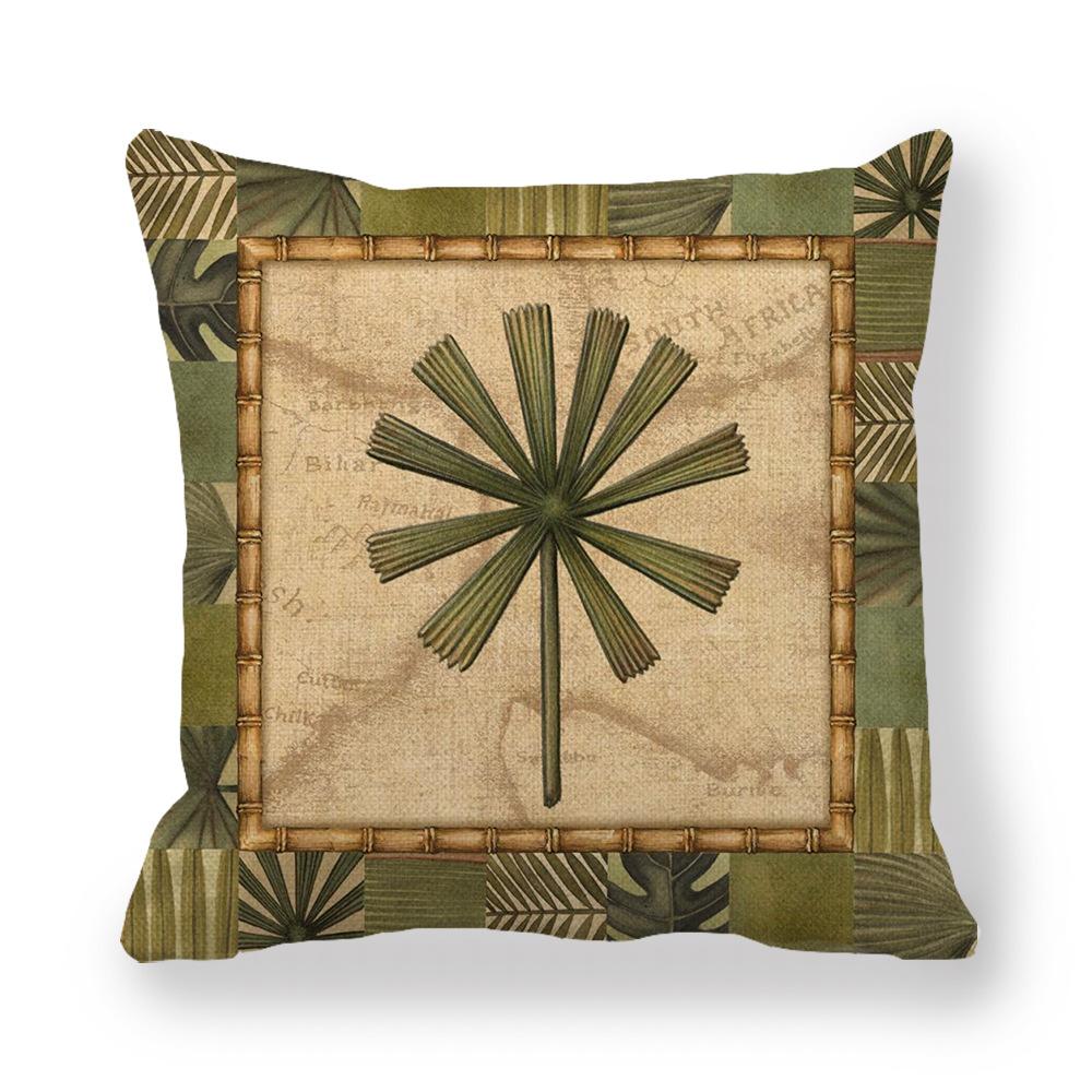 

Зеленый принт листьев Наволочка из химического волокна 45x45см Американский деревенский стиль 45*45cm