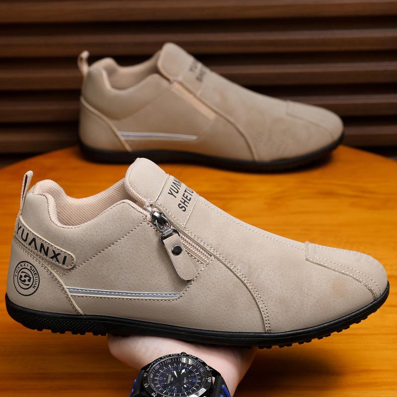 Men Casual Shoes Fashion 2026 Spring Autumn Comfortable Zipper Non-slip Sneakers Warm Plush Fashion Low Heel Outdoor Sports Shoe