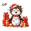 Waterproof PVC Window Decorations Christmas Spotted Puppy/Penguin Static Sticker Cute Watercolor Animal Glass Stickers with Colorful Lights