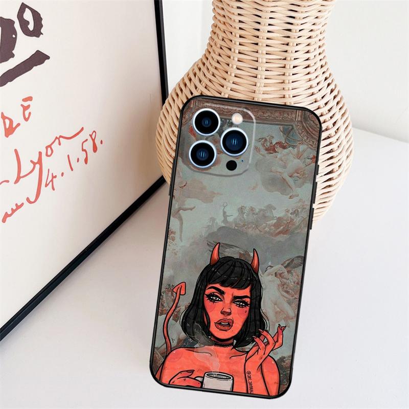 Satan Nun Devil Girl Phone Case For iPhone 16 Pro Max 15 14 13 11 12 17 Pro Max mini 15 16 Plus 16e 17 Air Cover