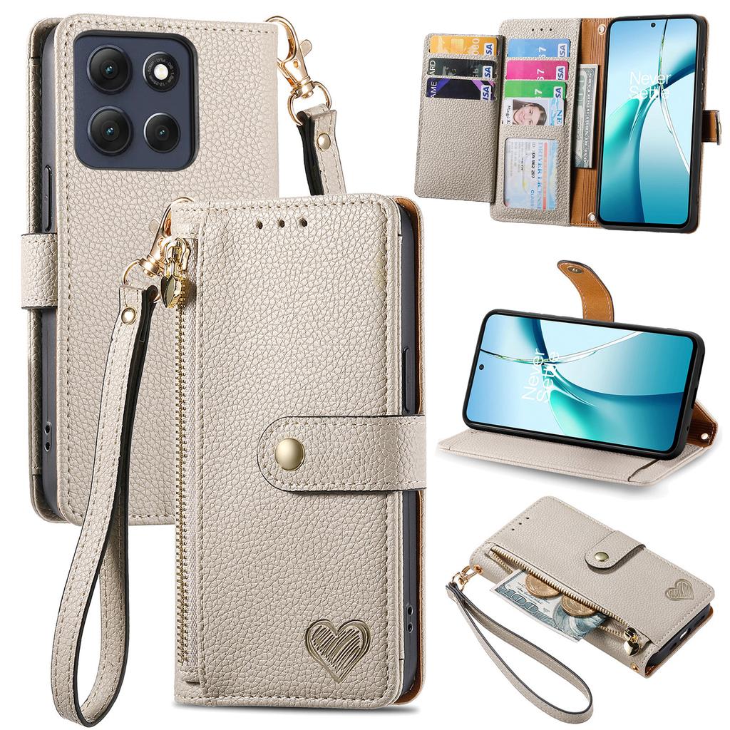 For Motorola Moto G86 5G Case RFID Blocking Zipper Pocket Leather Wallet Phone Cover with Strap