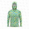 Mens Quick-Dry Ice Silk Long Sleeve UPF 50 Sun Protection Hooded Fishing Shirt With Integrated Face Cover