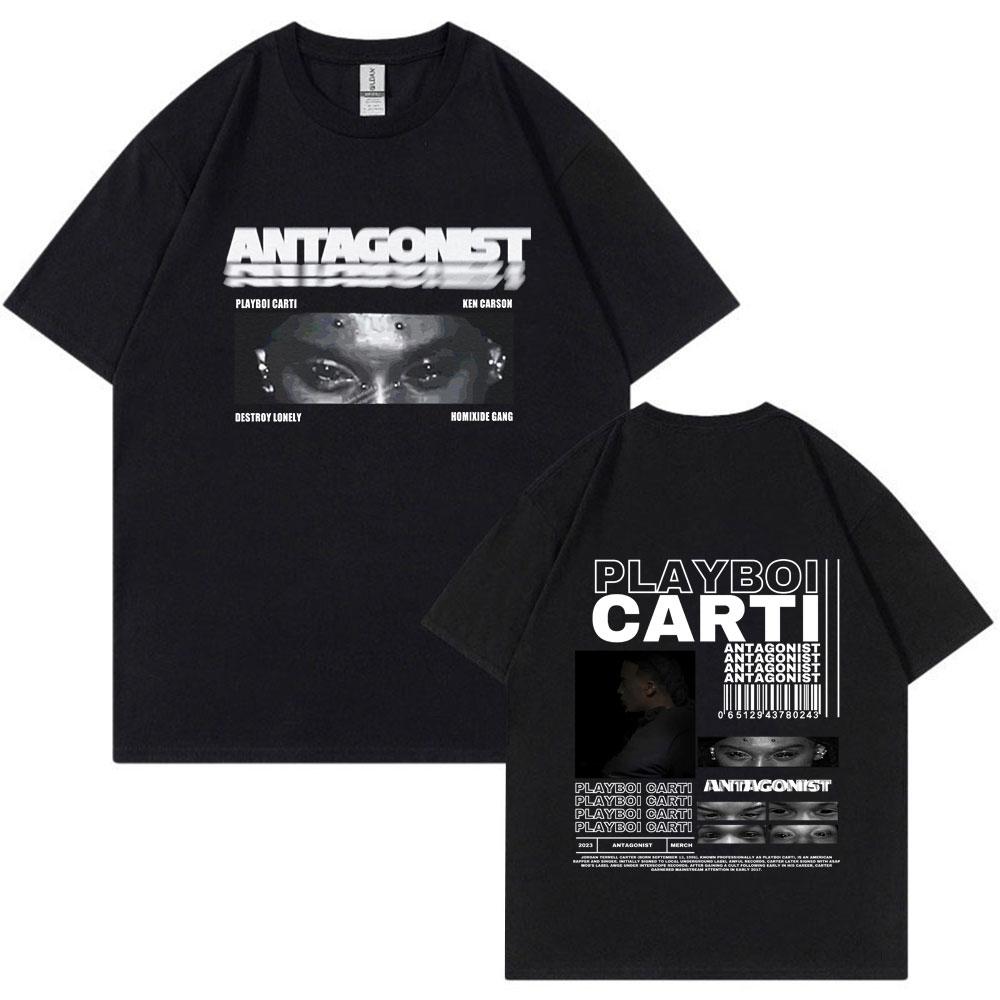 Rapper Playboi Carti Antagonist Tour T-shirt 2023 Concert Fans T Shirt Men's Fashion Hip Hop Short Sleeve Oversized T-shirts