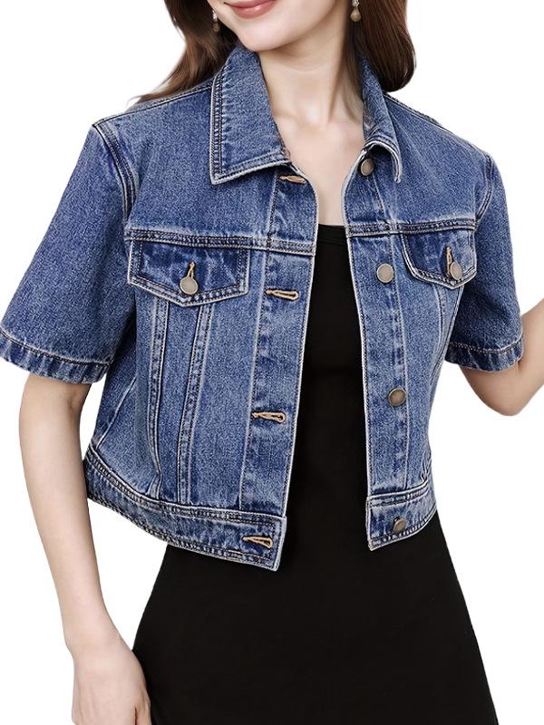 Spring/Summer 2025 Women's Loose Fit Short Sleeve Denim Jacket - New Trendy Design