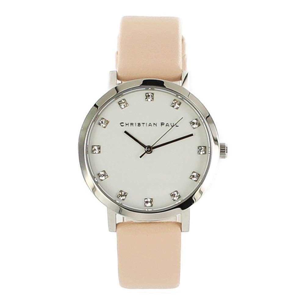

Christian Paul 35 мм Luxe Crystal Silver White Dial Peach Leather Natural Leather SL03PCSV Watch [Christian Paul] Женские [Товар]