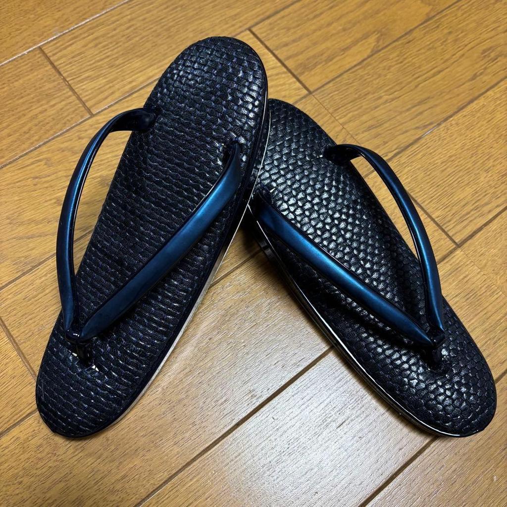 Used Mercari city limited!Kinwashi Honpo Zori Sandals Kinwashi Seal Navy Blue Top Grade Masterpiece Ajiro