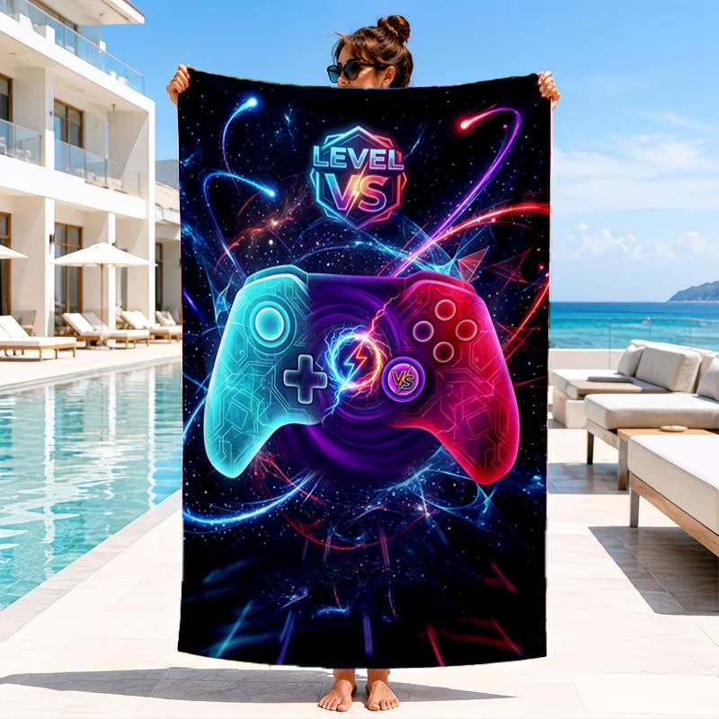 Neon Gaming Controller Beach Towel, Microfiber Beach Towel, Perfect For Pool, Beach, Travel, Home Decor Beach Party Fan Gifts