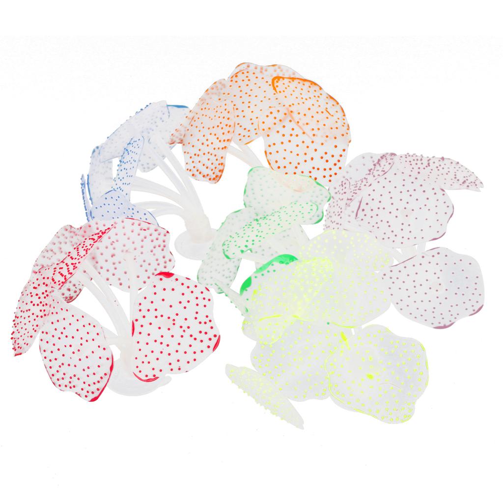 6Pcs Artificial Coral Silicone Fluorescent Mushroom Coral Decoration Aquarium Fish Tank Ornament