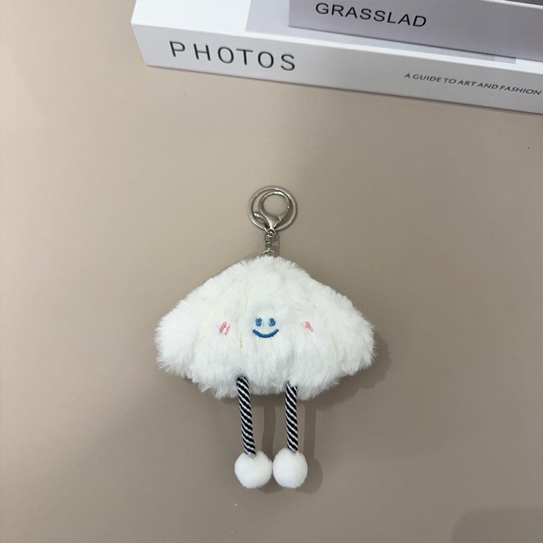 Cute White Scallop Pendant Backpack Charms - Smile Face Doll Keychain