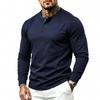 Men S Long Sleeve Henley T Shirt Casual Solid Color