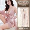 Sexy female summer with chest pad, lace suspender, nightdress, perspective split-ended outer robe set