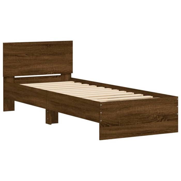 VidaXL Bed Frame with Headboard Brown Oak 90x200 Cm 838630
