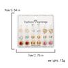 12Pairs/Set Fashion Geometric Stud Earrings Set For Women Love Heart Bowknot Rose Flower Star Moon Pearl Earrings Party Jewelry