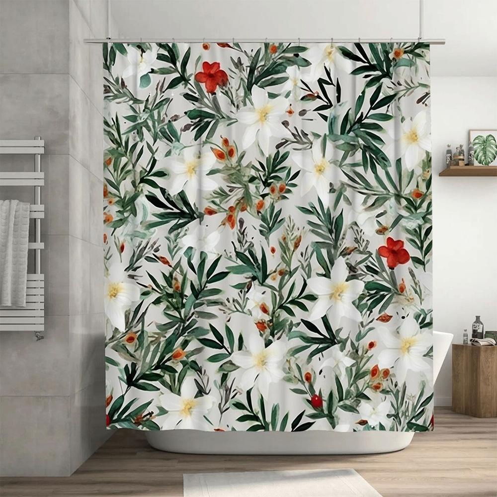 Vintage Floral Printed Bath Shower Curtain Waterproof Bathroom Decoration Decor Home Textile Fabric Wall Hanging Waterproof Tile
