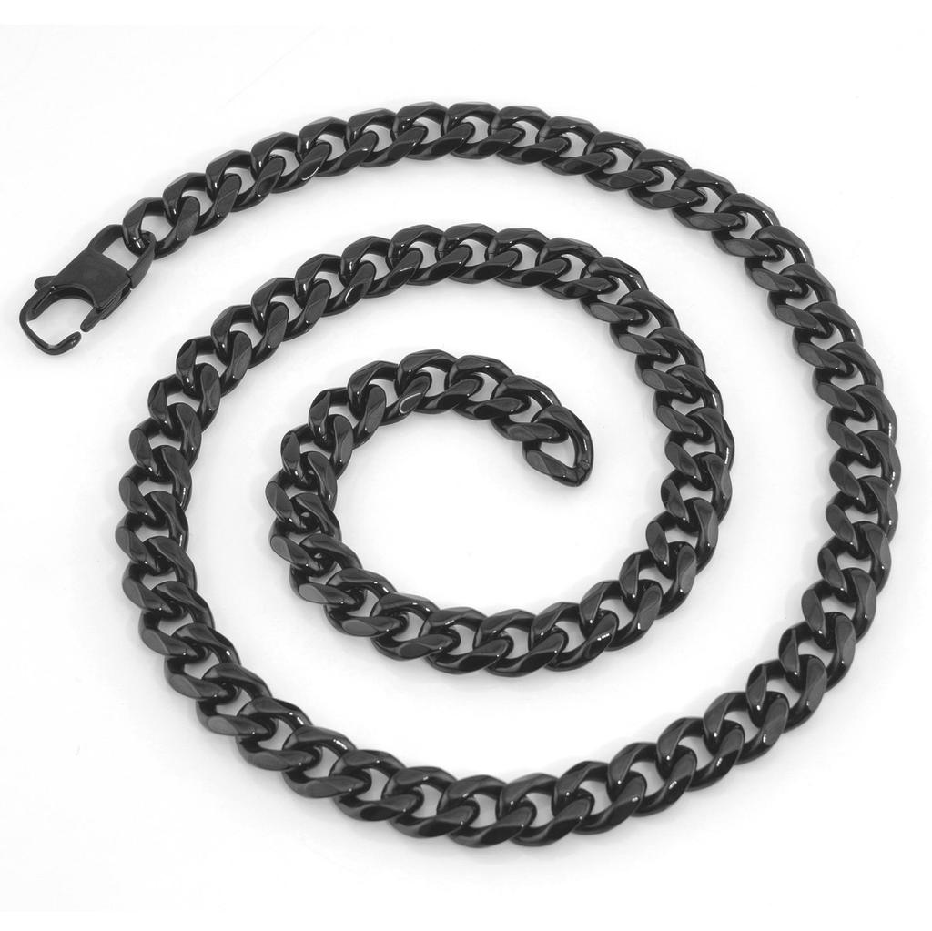 304 Stainless Steel Polished Cuban Chain Necklace: Fashionable Men's and Women's Six-Sided Titanium Clavicle Chain.