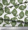 Soimoi Blue Japan Crepe Satin Fabric Green Paisley Printed Craft Fabric by the metre 42 Inch