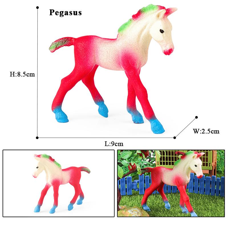 Oenux New Mythical Elf Pegasus Fairy Tale Fly Horse Kids Toy Action Figures Animal Model Cute Girl Birthday Gift Cake Toppers