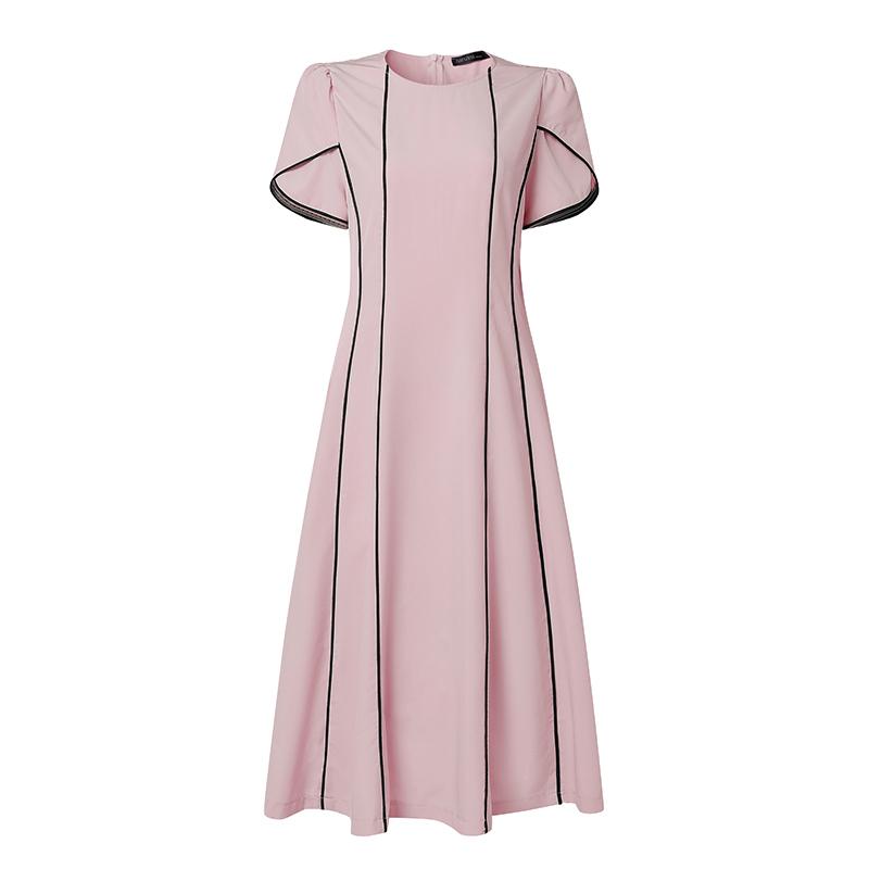 ZANZEA Vestido de Verano Elegante de Manga Corta con Cuello Redondo Casual para Mujer